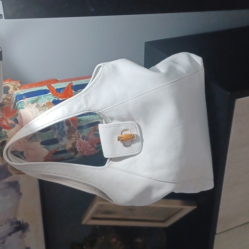 14IN PURE WHITE TALBOTS LEATHER BAG - Picture 4 of 17